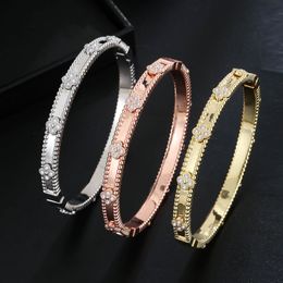 Bracelet fleur plante de haute qualité pour femmes, version étroite, bracelet Kaleidoscope en Zircon, bijoux classiques à la mode, accessoires pour les mains
