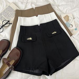 Pantalones cortos de traje de chaqueta de diseño de moda con cremallera trasera de cintura alta para mujer SMLXL