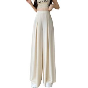 Femmes taille haute en mousseline de soie jambe large palazzo ample maxi pantalons longs pantalons SMLXL