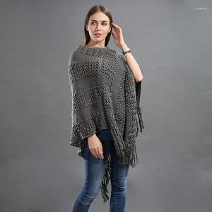 Sweat à capuche femme automne femmes 2023 pulls Poncho tricot Capes cape Femme pull col en v ourlet irrégulier glands manteau lâche tricoté