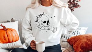 Sweats à capuche pour femmes Dead Inside Skull In Hand Gothique Sweat Pur Coton Femmes Unisexe Esthétique Mode Jumper Tenues Pulls Fit Top