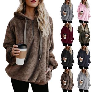 Sweats à capuche femme grande taille sweat à capuche femme dames plaine moelleux hiver chaud polaire sweats coupe ample pull vêtements d'extérieur hauts pullover