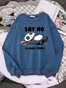 Sudaderas con capucha para mujer con estampado de personalidad de panda durmiente para mujer, suéter de dibujos animados bonitos, ropa de lana, sudadera cálida holgada de cuello redondo