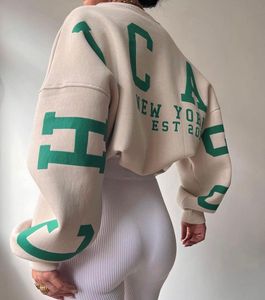 Sweats à capuche pour femmes Sweats Casual Lettres Imprimer Sweat Femmes Mode Polaire À Manches Longues Lâche Y2k Streetwear Automne Hiver Lady Pulls 221206