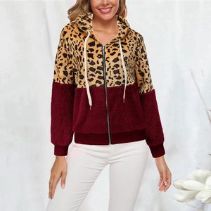 Damen Hoodies Sweatshirts Frauen Wolle Hoodie Winter Warm Leopard Print Sweatshirt Langarm Kapuzenmäntel 2022 Weibliche Pullover Tops Str