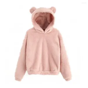 Sweat à capuche à manches longues pour femme, sweat-shirt chaud avec oreilles de lapin, en peluche, pour vêtements, hiver, automne