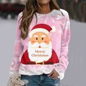 Sudaderas con capucha para mujer Navidad Diario Hogar Entrenamiento al aire libre Manga larga O Cuello Camiseta Top Impreso Sudadera Mujer Ejercicio Streetwear