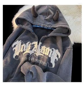 Sweats à capuche pour femmes Y2k brodé fermeture éclair cardigan vêtements automne et hiver rétro sweat à capuche hip-hop femme sweat vestes pour femmes 2023