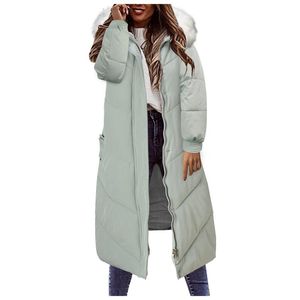Vestes d'hiver pour femmes, manteau Long, gilet avec manches à capuche, manteaux chauds, poches, veste d'extérieur matelassée, légère, 2021