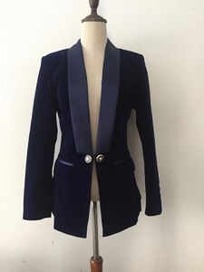 Vestes pour femmes 2022 Veste de velours bleu marine Manteau Automne Noir Sexy Soirée Soirée Moulante Vente en gros Vêtements pour femmes