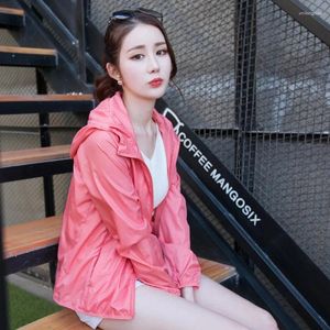 Chaquetas de mujer 2024 verano ultrafino Wildbreaker chaqueta rosa mujer talla grande abrigo coreano mujeres ropa de protección solar Jassen KJ351