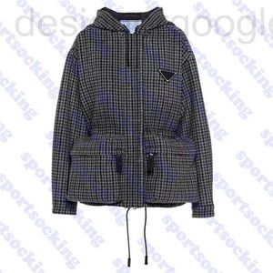 Designer de vestes pour femmes Manteau en laine pied-de-poule Femme Veste Mode Sweat à capuche pour femme Vêtements d'extérieur Triangle Dames Manteaux Vêtements XVLC