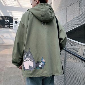 Vestes pour femmes Harajuku Studio Ghibli Cargo Jacket Japanese Anime Totoro Casual Oversize Hoodies Hommes Femmes Couples Trench Kawaii Windbreaker 221115