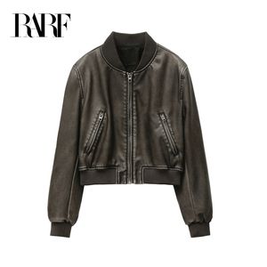 Chaquetas de mujer RARF 2023 chaqueta bomber de cuero de imitación vintage abrigo superior estilo de mujer 230505
