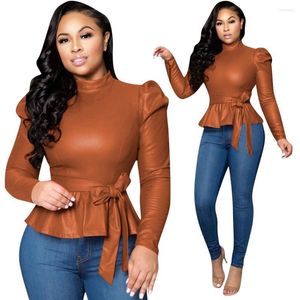 Jackets para mujeres Women Red PU Cuero Tops Peplum Peplum Outumn Outumn Outwear Office, damas, streetwear rh333