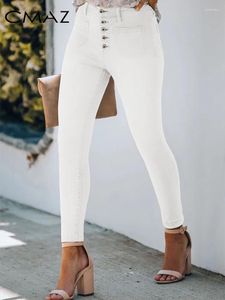 Jeans pour femmes Cmaz White High Taist Slim Denim Panton pour les femmes 2024 CONSTRUCTION SUMBRE SIGNÉ