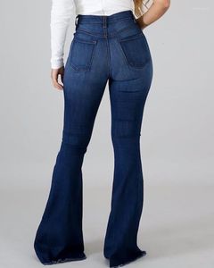 Jeans De Mujer Pantalones Acampanados De Cintura Alta Elástica Y Perforada Estilo Callejero Estilos Versátiles De Moda Súper