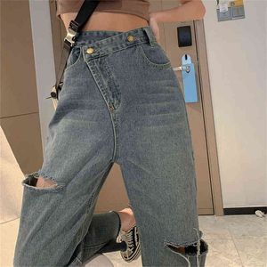 Jeans pour femmes taille haute taille irrégulière denim femme évasée pour femmes cloche bas grosse maman jambe large maigre femme streetwear 2022 T220825
