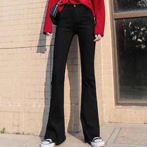 Jeans de mujer Mom Black High Waist Flare Boyfriend Bell Bottom Denim Skinny Woman's Female Wide Leg Vintage Femme