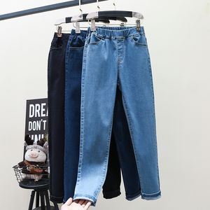 Jeans pour femmes S-6XL High Stretch Skinny Jeans Vêtements Sexy Femmes Maman Denim Pantalon Taille Haute Bande Élastique Mince Crayon Pantalon Bleu Clair Noir 230325