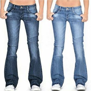 Jeans para mujer Flared Flared Fashion Denim Pantalones Bootcut Bell Bottoms Stretch Pantalones Mujer Mujer Low Rise 220908