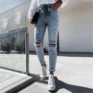 Jeans pour femmes Skinny Crayon Boutons Vintage Trou Taille Haute Femmes Slim Stretch Denim Pantalon Pantalon Serré 2023 Femmes