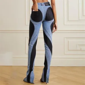 Jeans pour femmes printemps 2024, mode coréenne, Denim, panneau contrasté, pantalon crayon en coton de haute qualité, Y2k