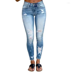 Jeans pour femmes streetwear femmes trou-judraine pantalon denim pantalon pantalon pantalon pantalon serré pantalon crayon