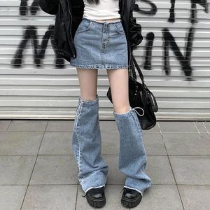 Jeans féminins Summer High Street Fashion Fashion Sweet Cool Spicy Girl Low Taist A-Line Jupe courte Leggings Slim Fared Denim Faldas
