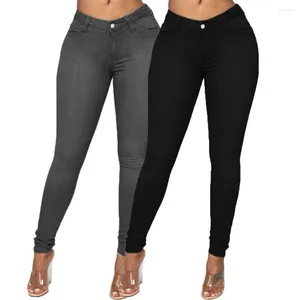 Jean pour femmes femmes rétro slim fit usure résistante à la taille de la taille et pantalon de pantalon de jean confortable