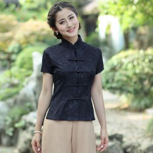 Combinaisons pour femmes Barboteuses Dames chemise mode dentelle sexy noir cheongsam chinois robe traditionnelle rétro femmes Blouse camisas femininas hanfu 221123