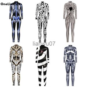 Monos de mujer Mamelucos OneLineFox Mujer Festival de Halloween Ven para mujeres Cosplay Robot Impreso Viene Mono Calavera Carnaval Mono Mamelucos J230629