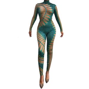 Combinaisons pour femmes Barboteuses Sparkly s Green Nude Jumpsuit Sexy Nigntclub Outfit Dance Costume Performance Clothing Party Celebrate Stage Show Wear 230718