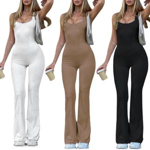 Monos de mujer Mamelucos Mujeres Sexy Bodycon Manga larga Cuello cuadrado Mameluco de una pieza Mameluco de punto acanalado Mono de yoga Entrenamiento Unitard Playsuit Mono sin espalda 230311