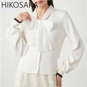 Femmes tricots noeud à lacets col en v doux pulls lâche décontracté à manches longues simple boutonnage cardigan femmes 2024 printemps japon style simple