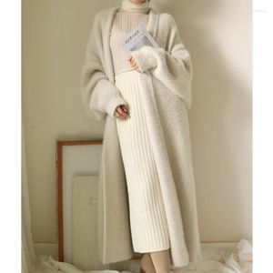 Tricots pour femmes fausses vison cardigan cachemire cardigan automne vêtements d'hiver femme doux lâches paresseuses longues épais pull en tricot chaud