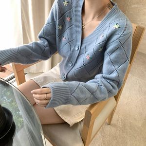 Tricots pour femmes tricots femmes pull broderie bref paragraphe femme anciennes manières est évider tricot Cardigan