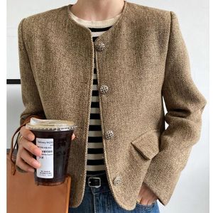 Women's Knits Office Lady Suit Coat Women Elegant Korean Style Round Neck Soild Fashion Quality Short Cardigan Business Dress