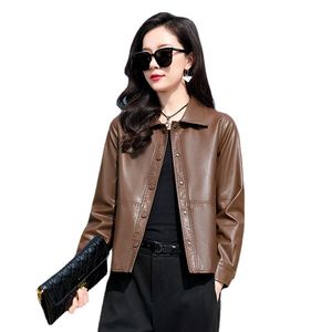 Manteaux en cuir pour femmes court 2023 printemps nouvelle Version coréenne tempérament mode polyvalent veste en cuir PU haut tendance vêtements d'extérieur