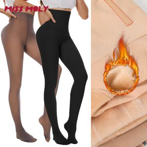 Leggings pour femmes Collants en polaire Automne Hiver Femme Collants Chaussettes en laine translucide Pantalon Bas doublé Thermique Legging Faux 230901