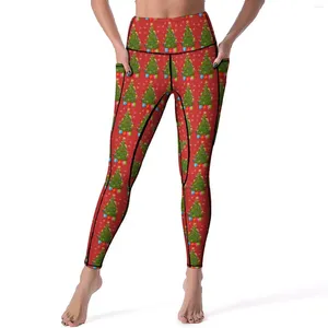 Leggings pour femmes Pantalon de yoga d'arbre de Noël vert Sexy Holiday Print Custom Taille haute Fitness Leggins Femmes Sweet Stretchy Sports Collants