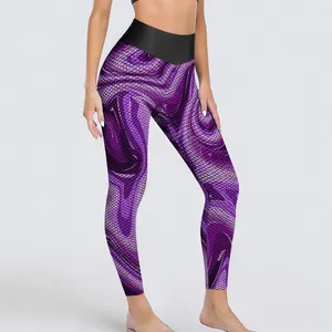 Leggings de mujeres Purple Marble Impresión Sexy Líquido Entrenamiento Líquido Pantalones de yoga Push Up Sport Spry Spry Legging Femenino dulce Leggins Idea de regalo