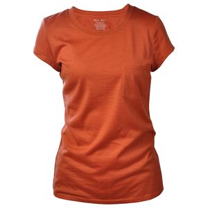 Camiseta de lana merino con cuello redondo para mujer, ultraligera, transpirable, antiolor, capa base ligera, térmica, manga corta