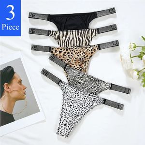 Culotte Femme 3pcs Léopard Zebra Strings Sous-vêtements Femmes Set Lowwaist S Lettre d'amour Femme Intimates Bikini Lingerie Plus Taille SXL 231031