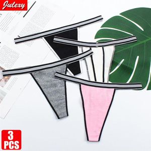 Bragas de mujer 3 unids / paquete Julexy Algodón Mujeres Transpirable Sin costura de una pieza G-String Ropa interior de cintura baja M L XL Thongs271T