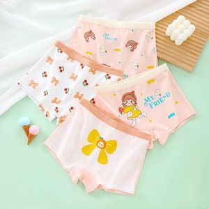 Culottes pour femmes sous-vêtements en coton doux pour petites filles culottes roses pour filles sous-vêtements de dessin animé pour enfants culottes à fleurs (paquet de 4)