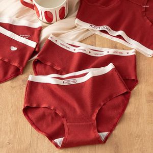 Bragas de mujer, calzoncillos femeninos de algodón, ropa interior Sexy para mujer, lencería suave, calzoncillos rojos, bragas estampadas con corazón pequeño TWY-Y10