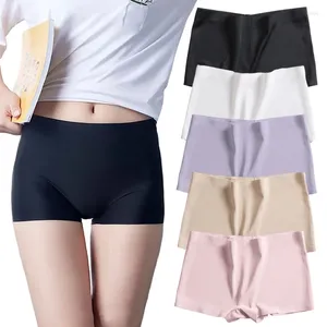 Grande culotte blanche pour femmes, sous-vêtements en soie glacée, sans trace, entrejambe en coton fin sans Clip de hanche, Boxer à quatre coins, été