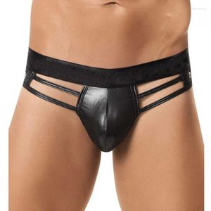 Culotte de femmes sous-vêtements masculins sexy G-strings thongs bikini sachet club en cuir culotte