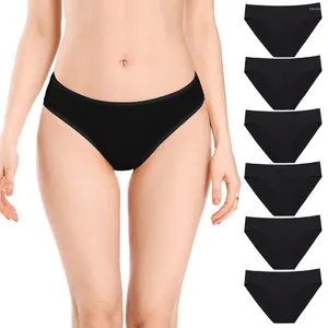 Culottes pour femmes POKARLA Hi-Cut Bikini Sous-vêtements en coton extensible doux Confortable Hipster Ladies Briefs 6-Pack Regular Plus Size